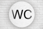 Preview: Tür-und Raumschilder, Materialstärke 1mm,WC,rund 120*1