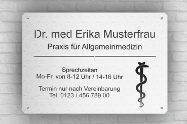 Praxisschilder mit Äskulapstab und Logo, zwei Größen, Materialstärke 2mm