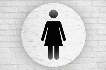 Tür-und Raumschilder, Materialstärke 1mm,Damen WC-Symbol rund